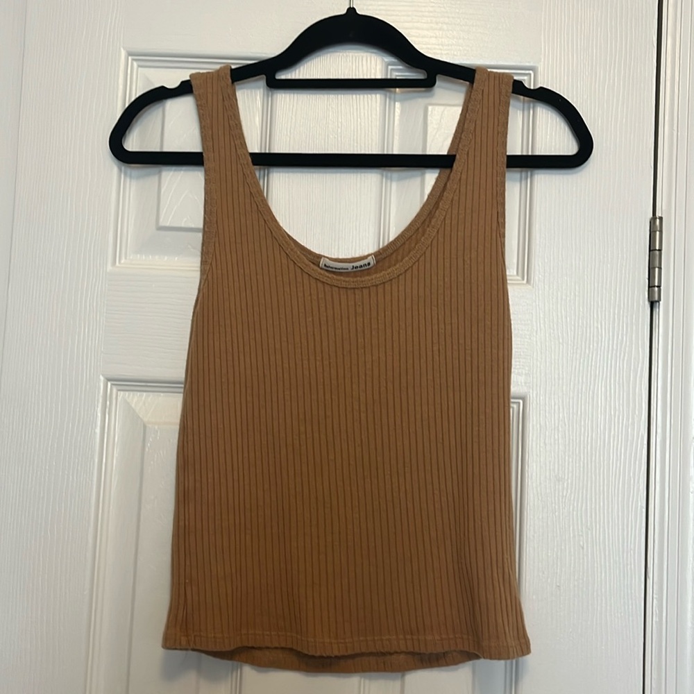 Reformation Tan Ribbed Tank Top Size Small